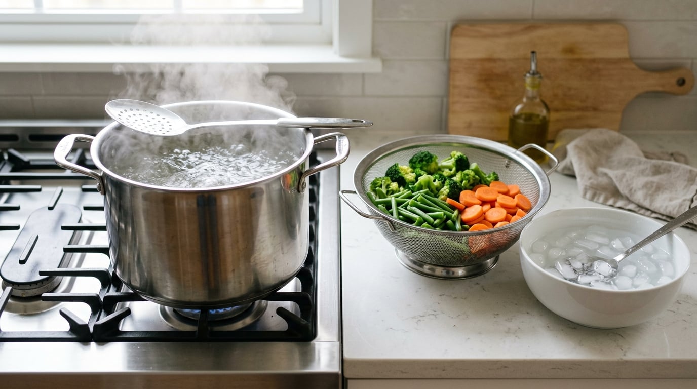 how to blanch vegetables before sautéing