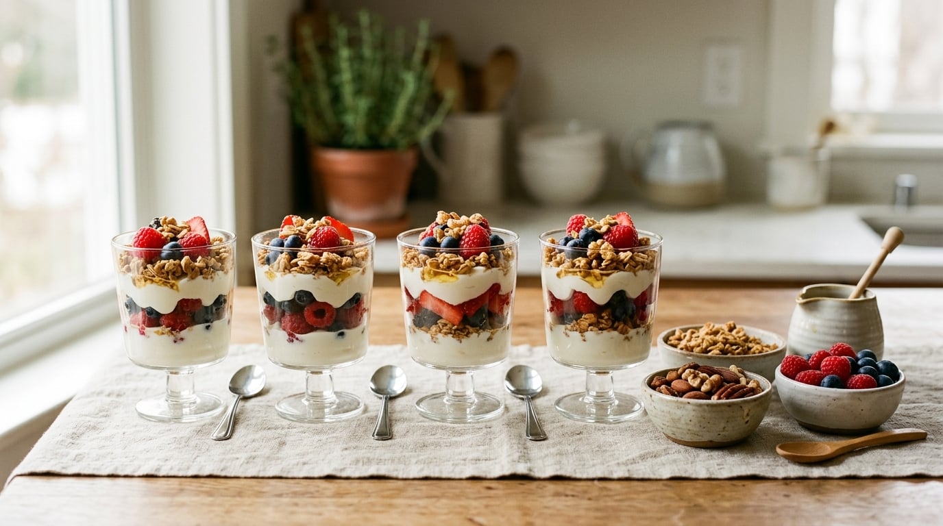 how to make yogurt parfaits for a brunch table