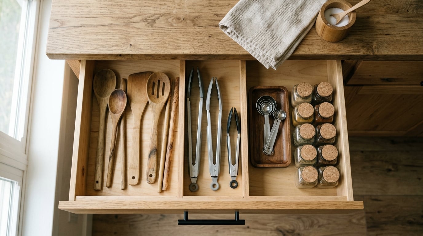 how to organize kitchen drawers for cooking