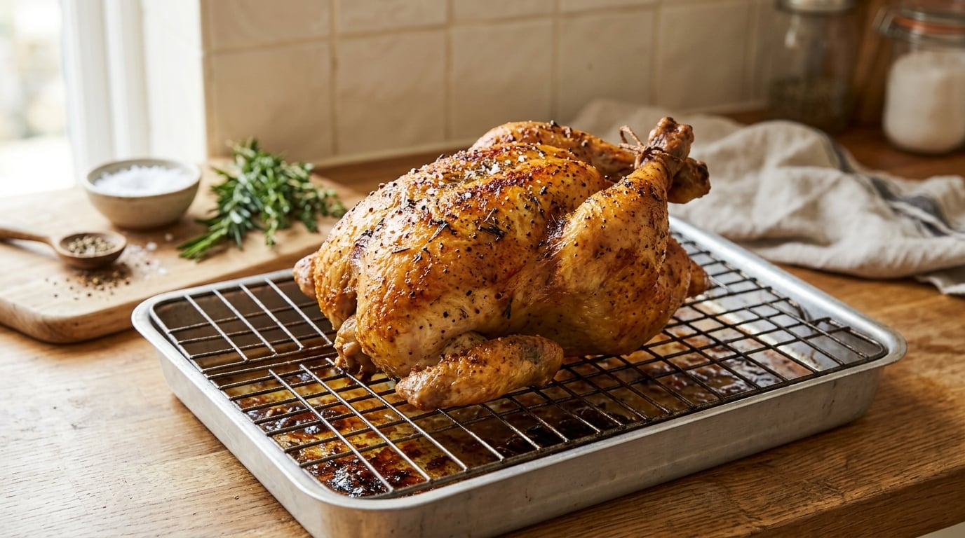 why roast chicken skin does not get crispy