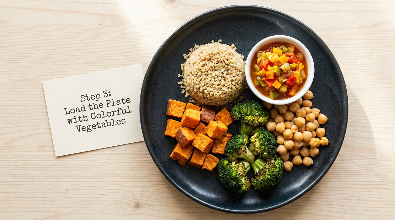 Step 3: Load the Plate with Colorful Vegetables