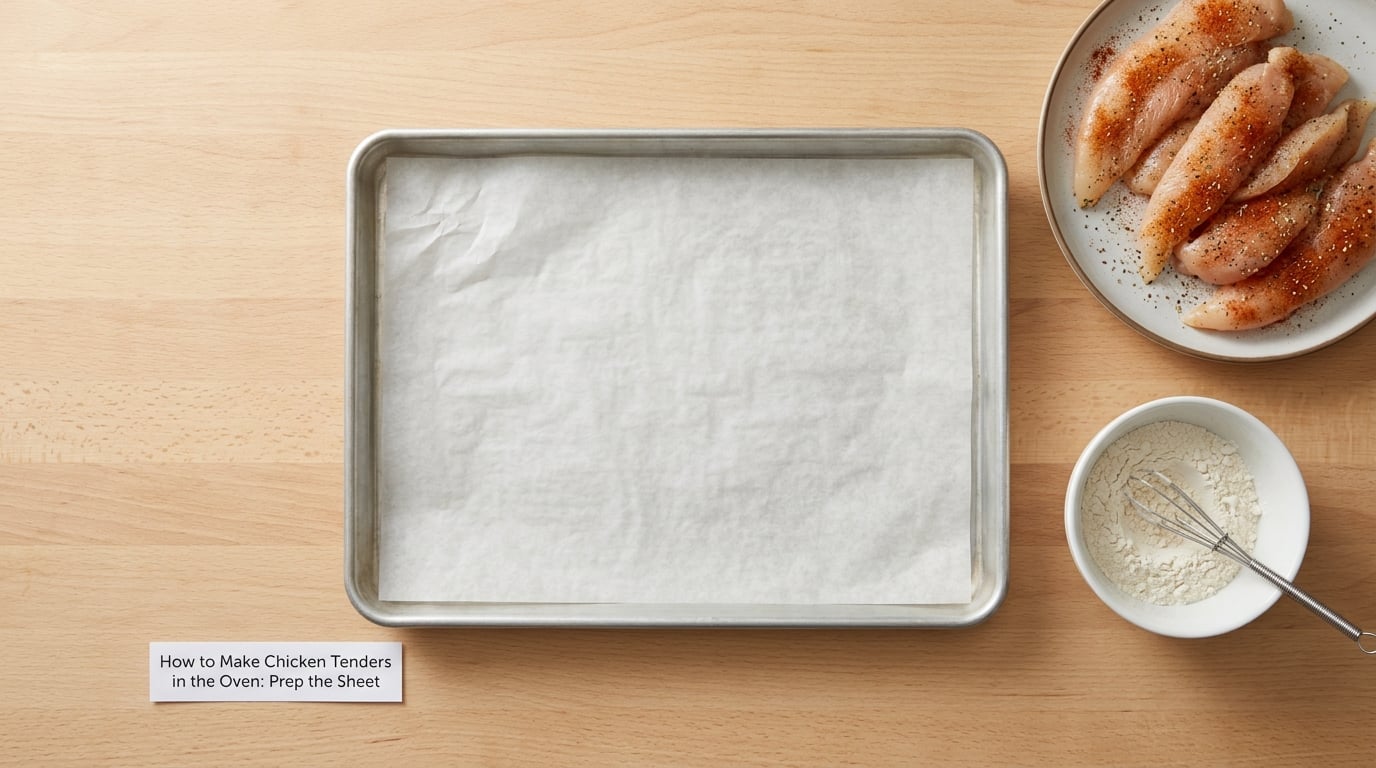 How to Make Chicken Tenders in the Oven: Prep the Sheet