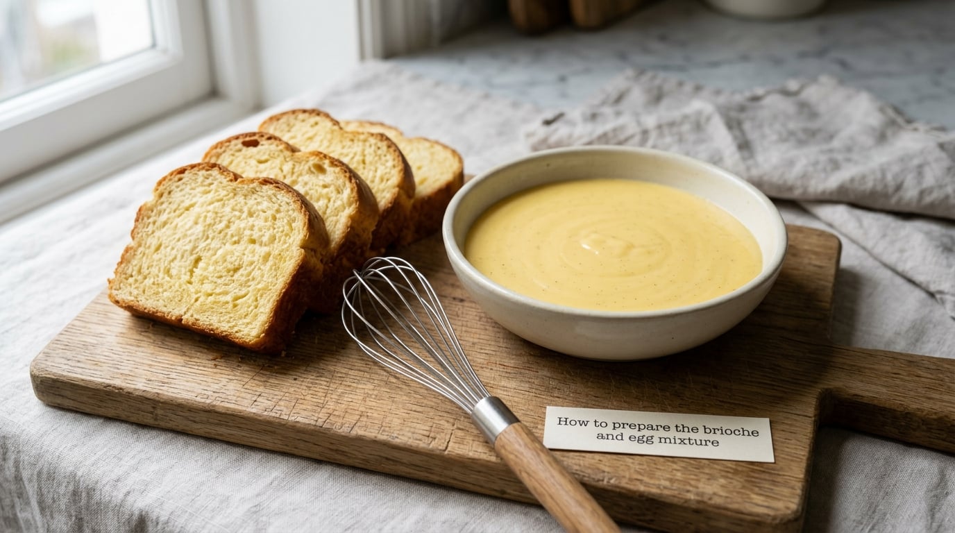 How to prepare the brioche and egg mixture