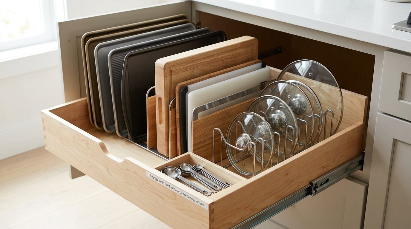 Arrange tools front to back by frequency of use