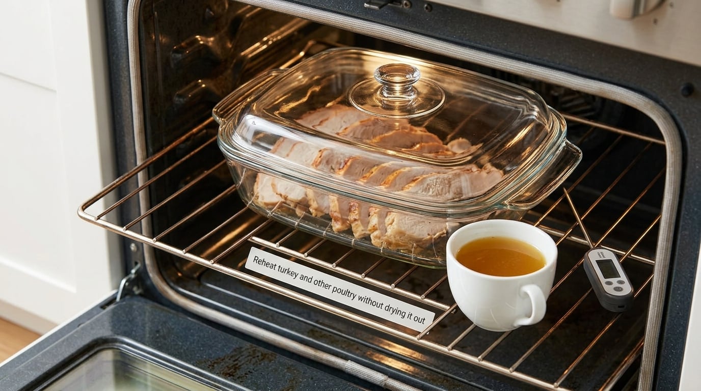 Reheat turkey and other poultry without drying it out