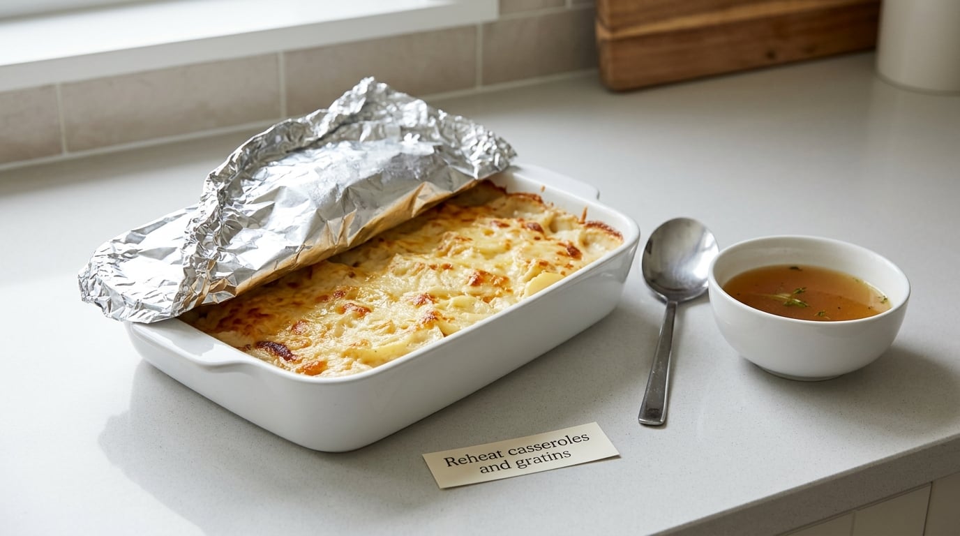 Reheat casseroles and gratins