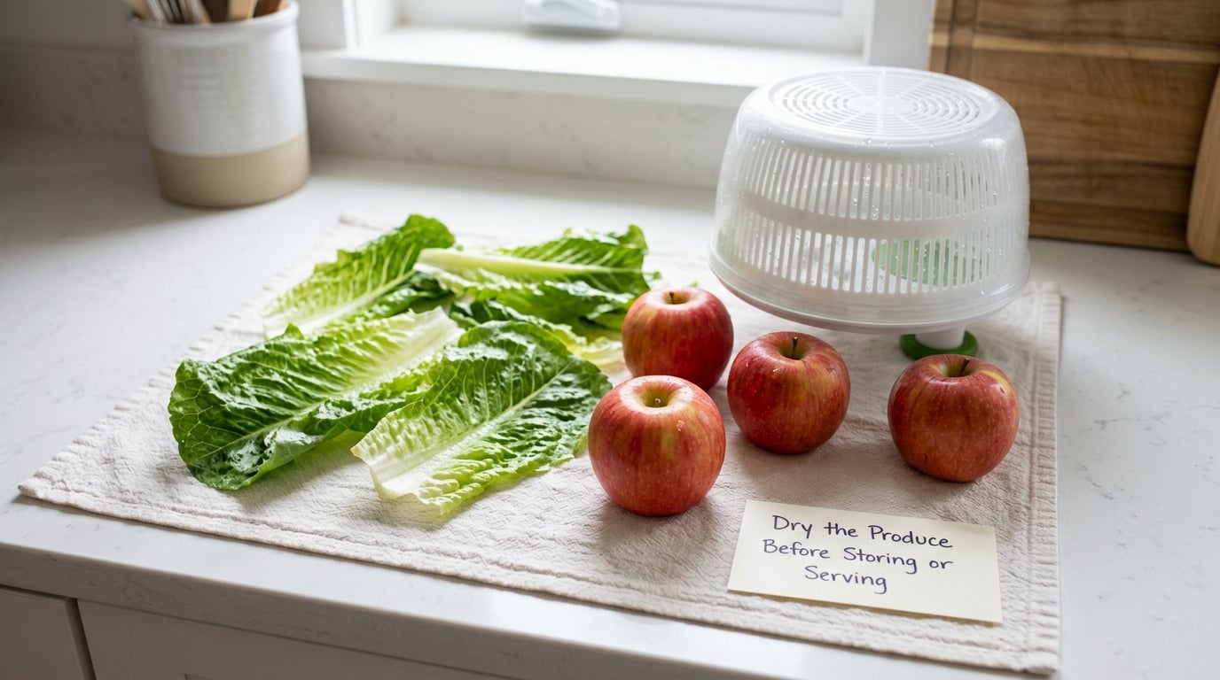 Dry the Produce Before Storing or Serving