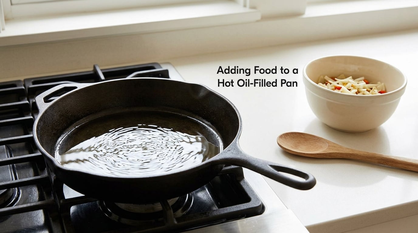 Adding Food to a Hot Oil-Filled Pan