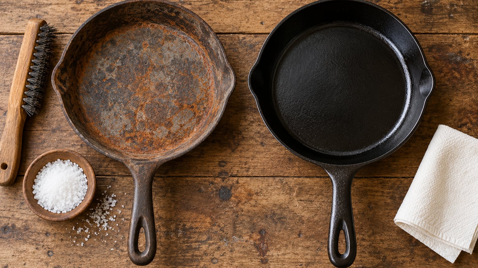 how to remove rust from a cast iron skillet