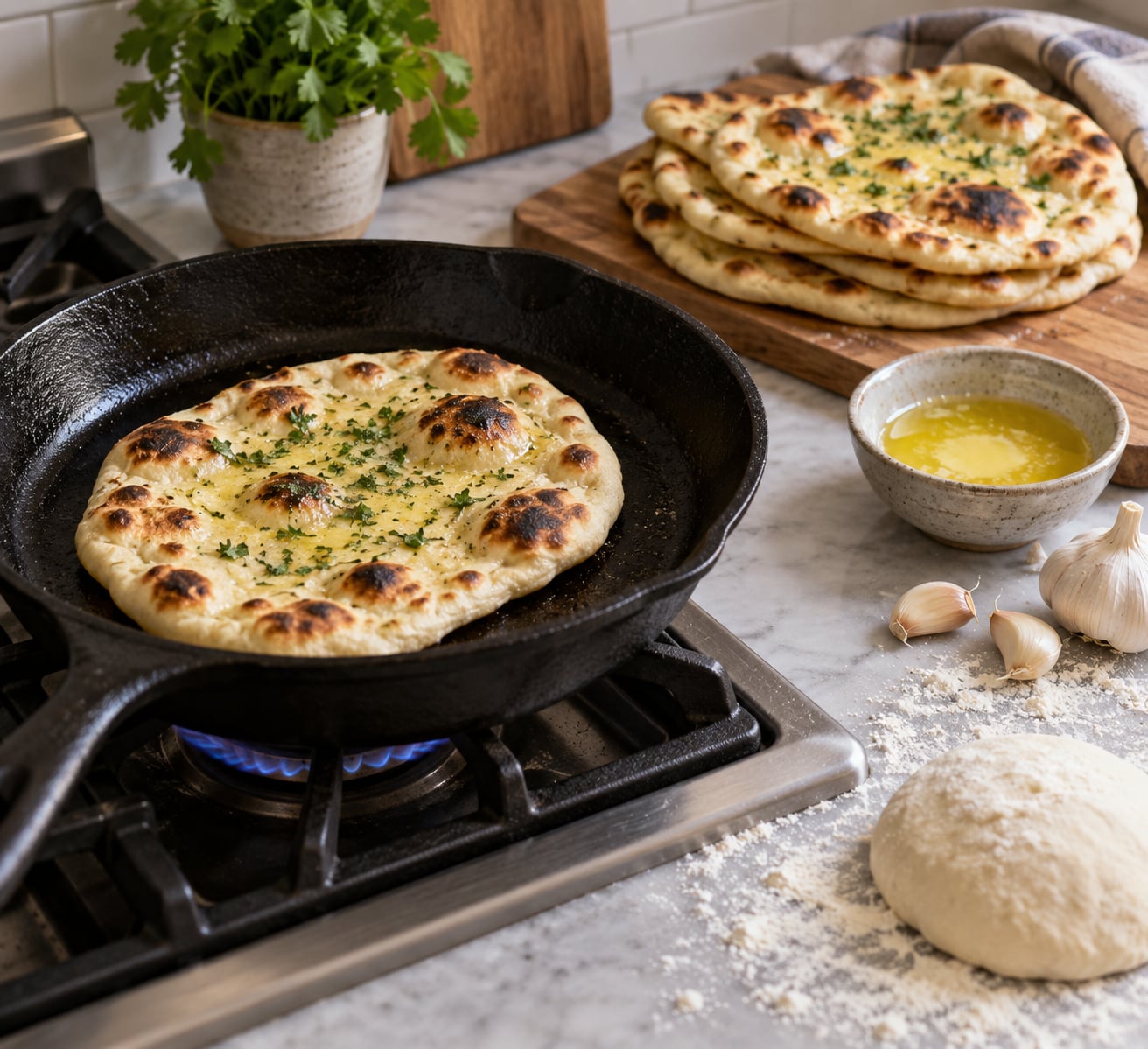 how to make naan bread on the stovetop