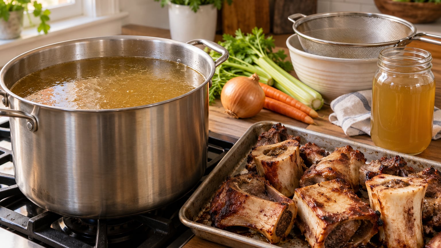 how to make bone broth on the stove