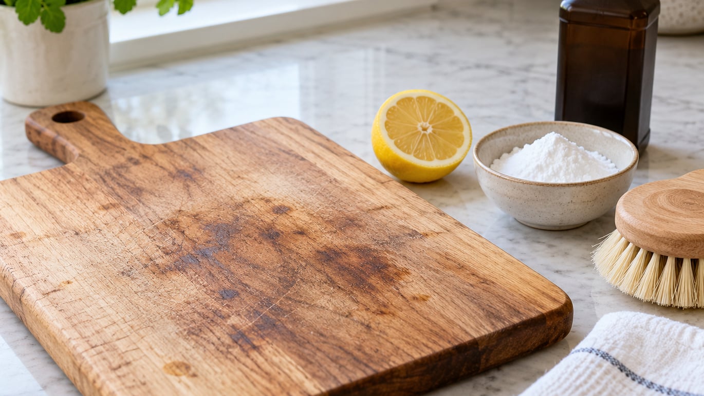 how to clean a cutting board with stains