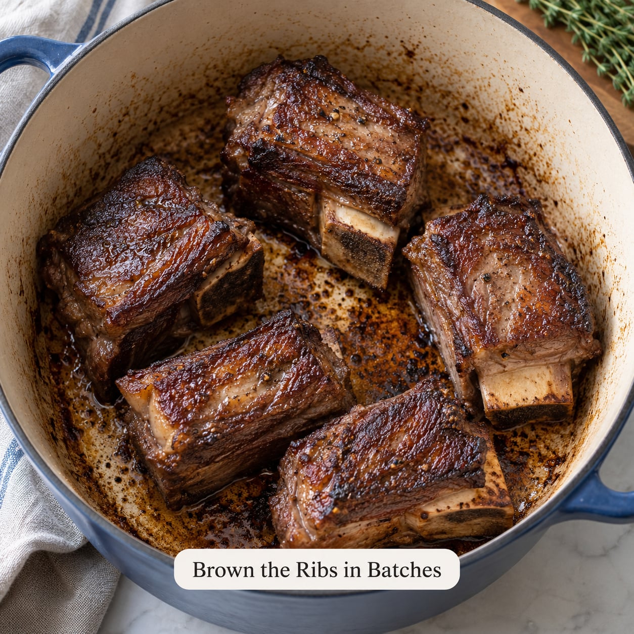 Brown the Ribs in Batches