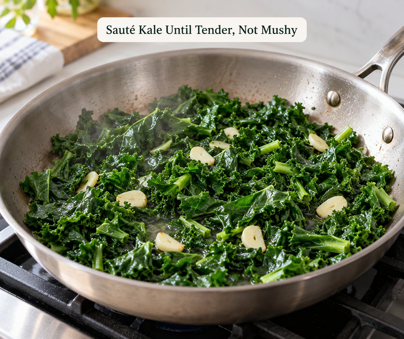 Sauté Kale Until Tender, Not Mushy