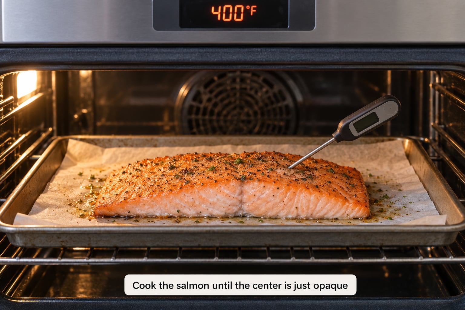 Cook the salmon until the center is just opaque