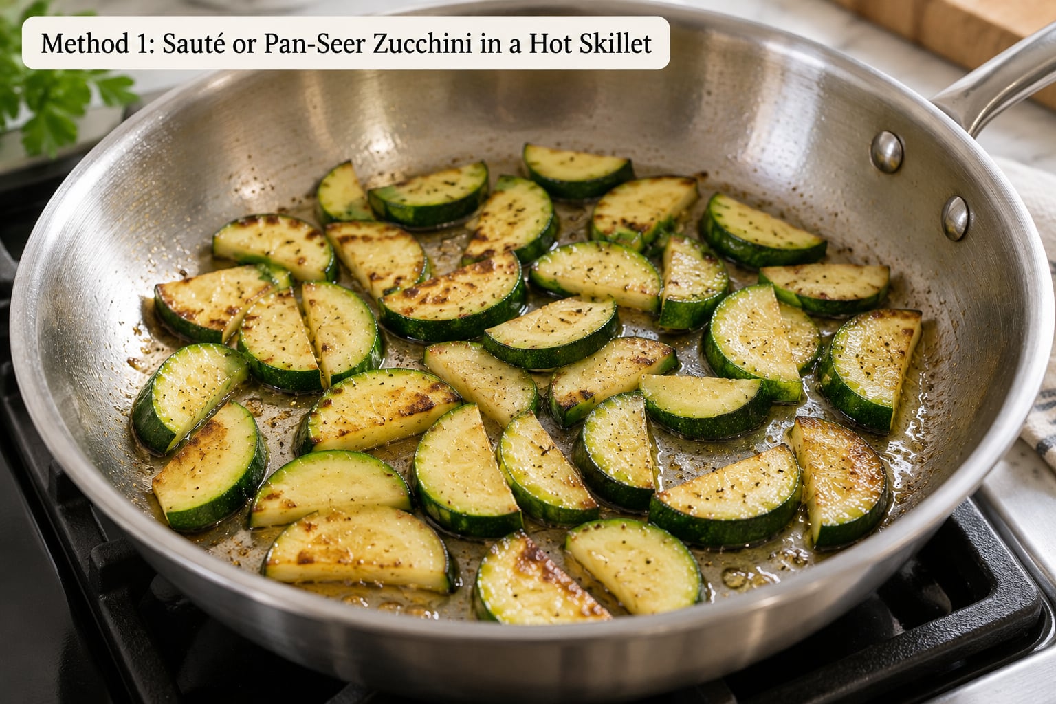 Method 1: Sauté or Pan-Seer Zucchini in a Hot Skillet