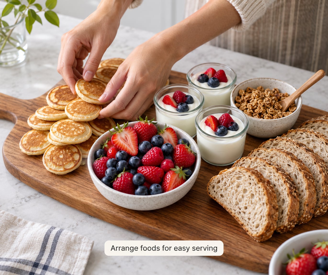 Arrange foods for easy serving
