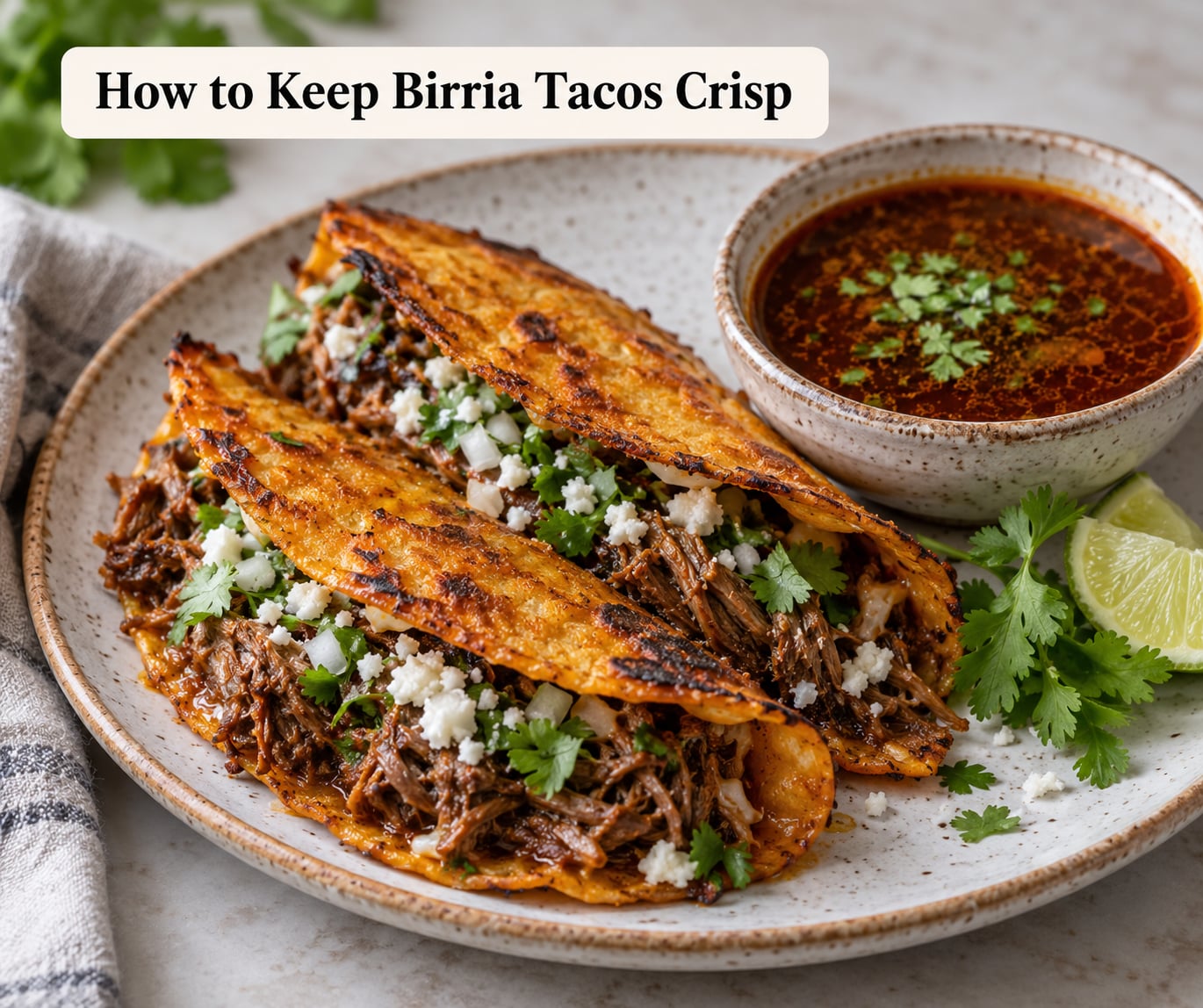 How to Keep Birria Tacos Crisp