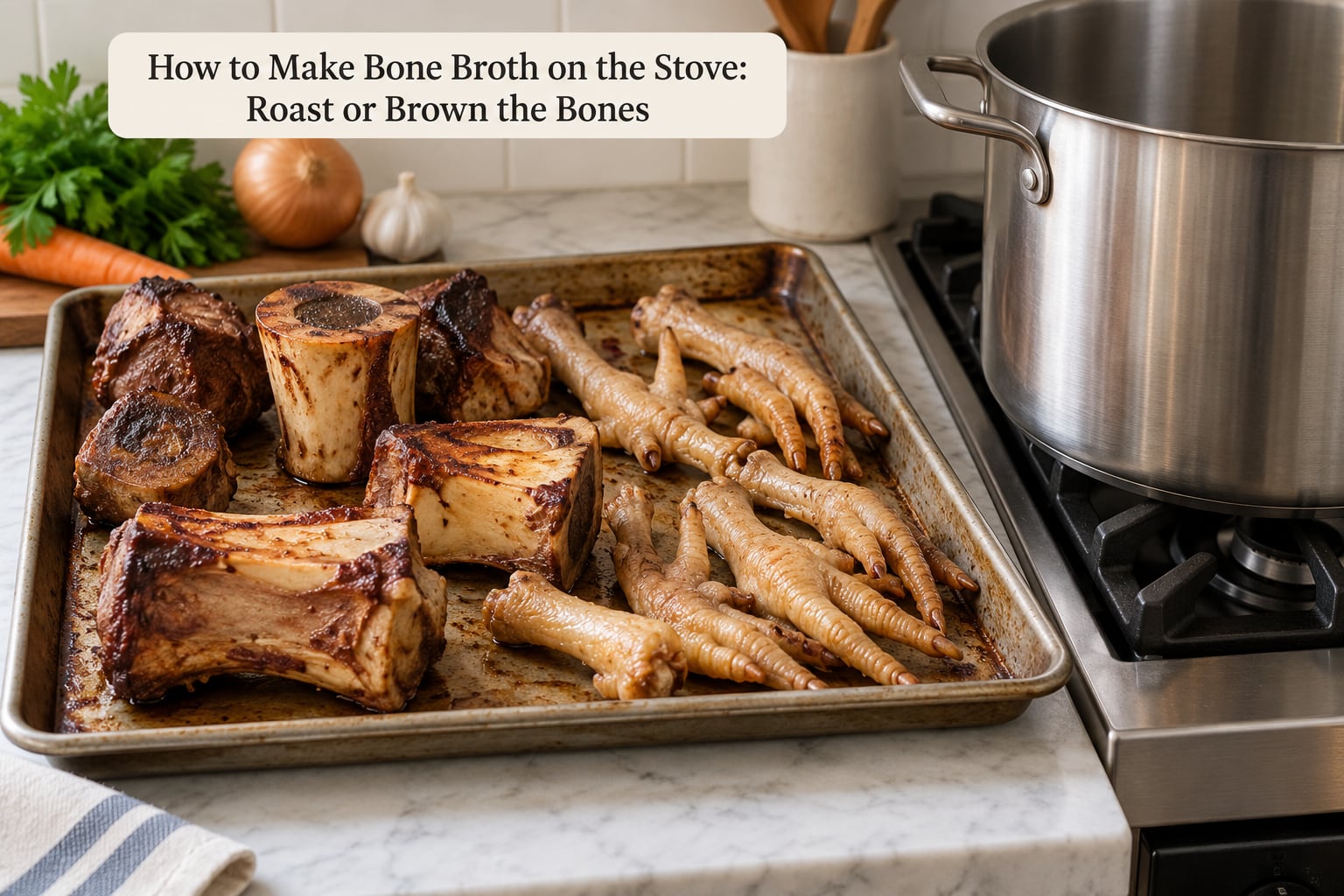 How to Make Bone Broth on the Stove: Roast or Brown the Bones