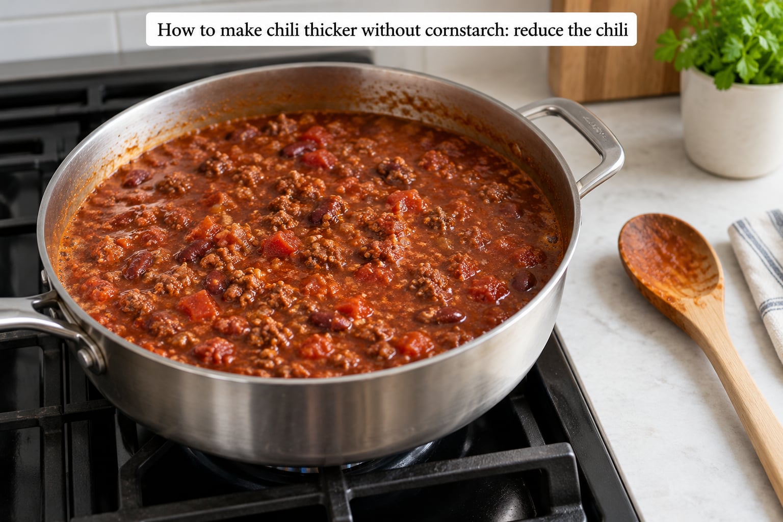 How to make chili thicker without cornstarch: reduce the chili