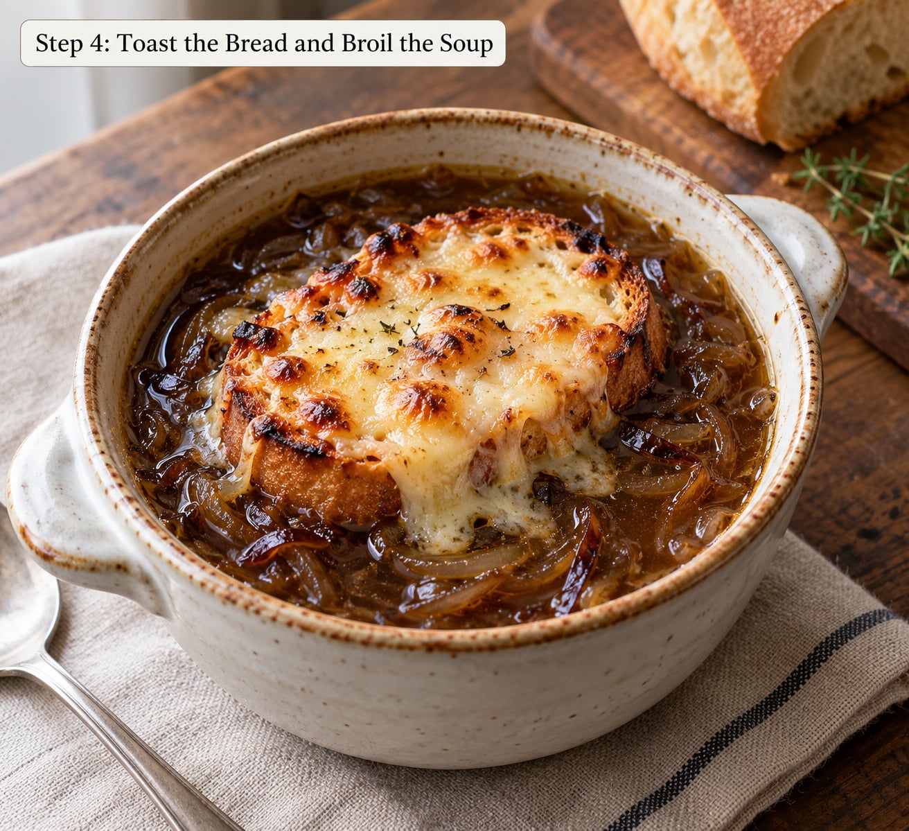 Step 4: Toast the Bread and Broil the Soup