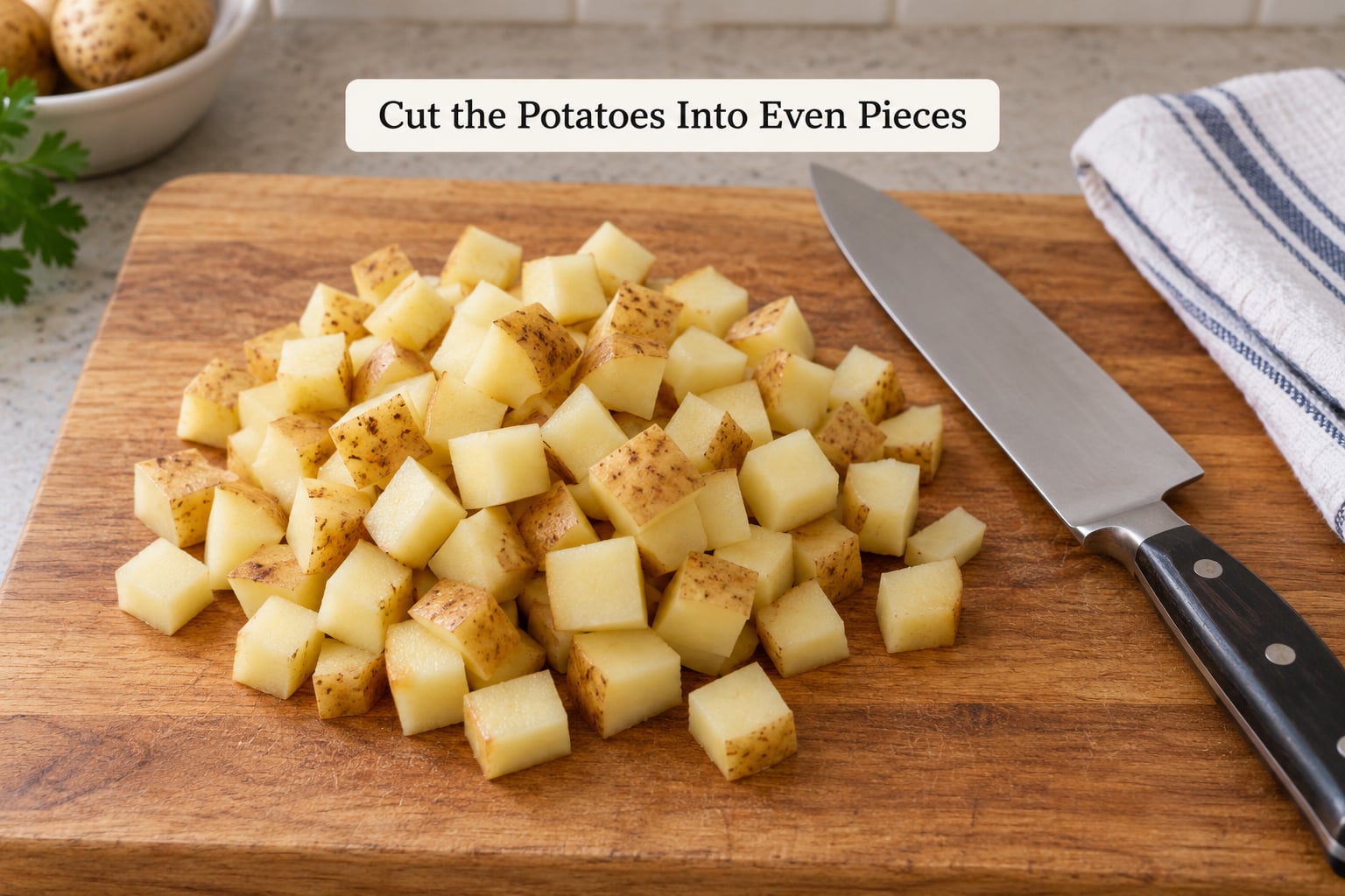 Cut the Potatoes Into Even Pieces