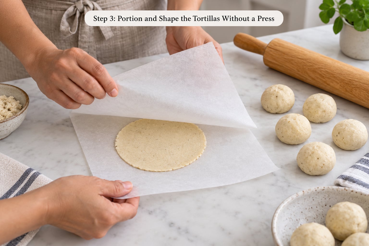 Step 3: Portion and Shape the Tortillas Without a Press