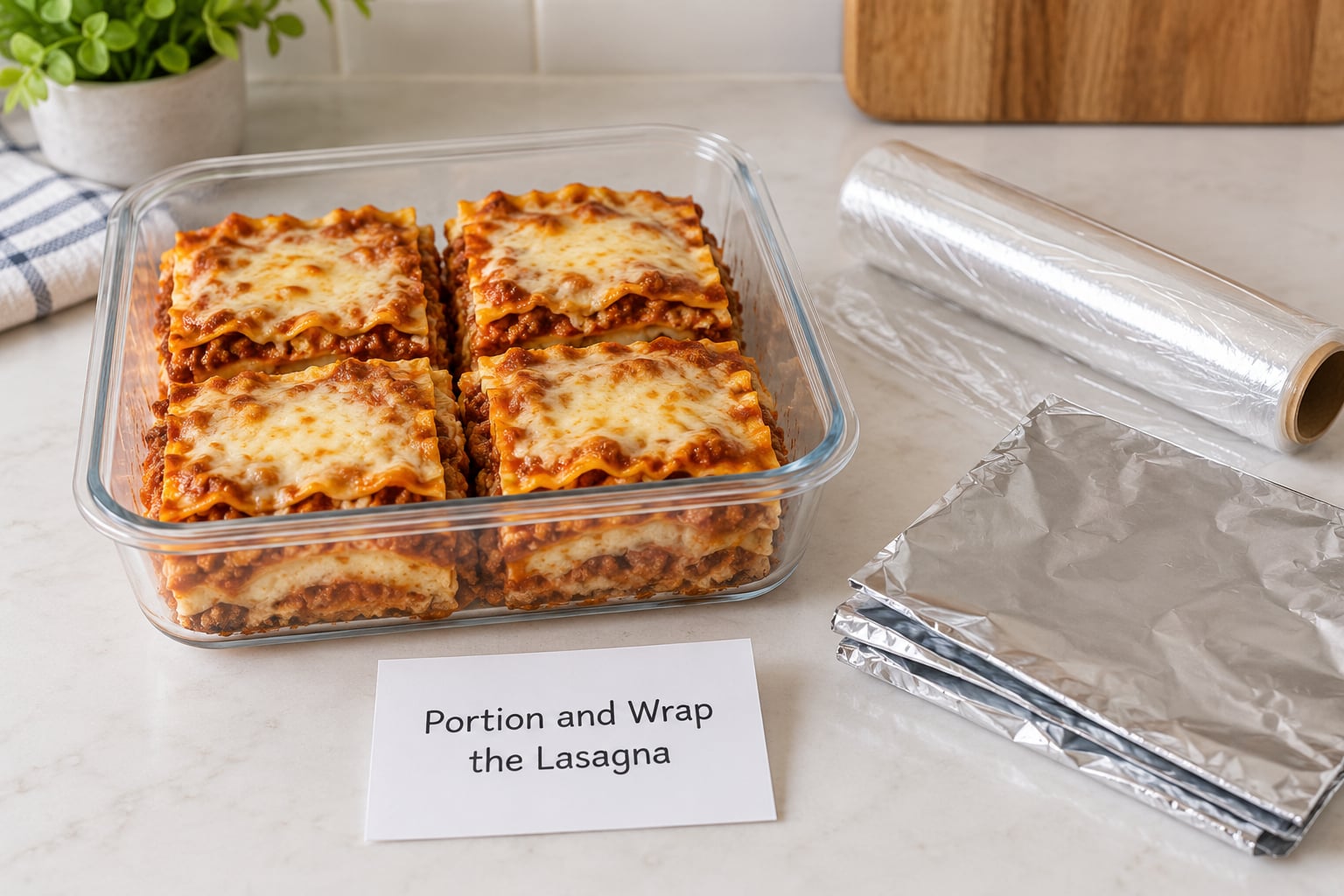 Portion and Wrap the Lasagna
