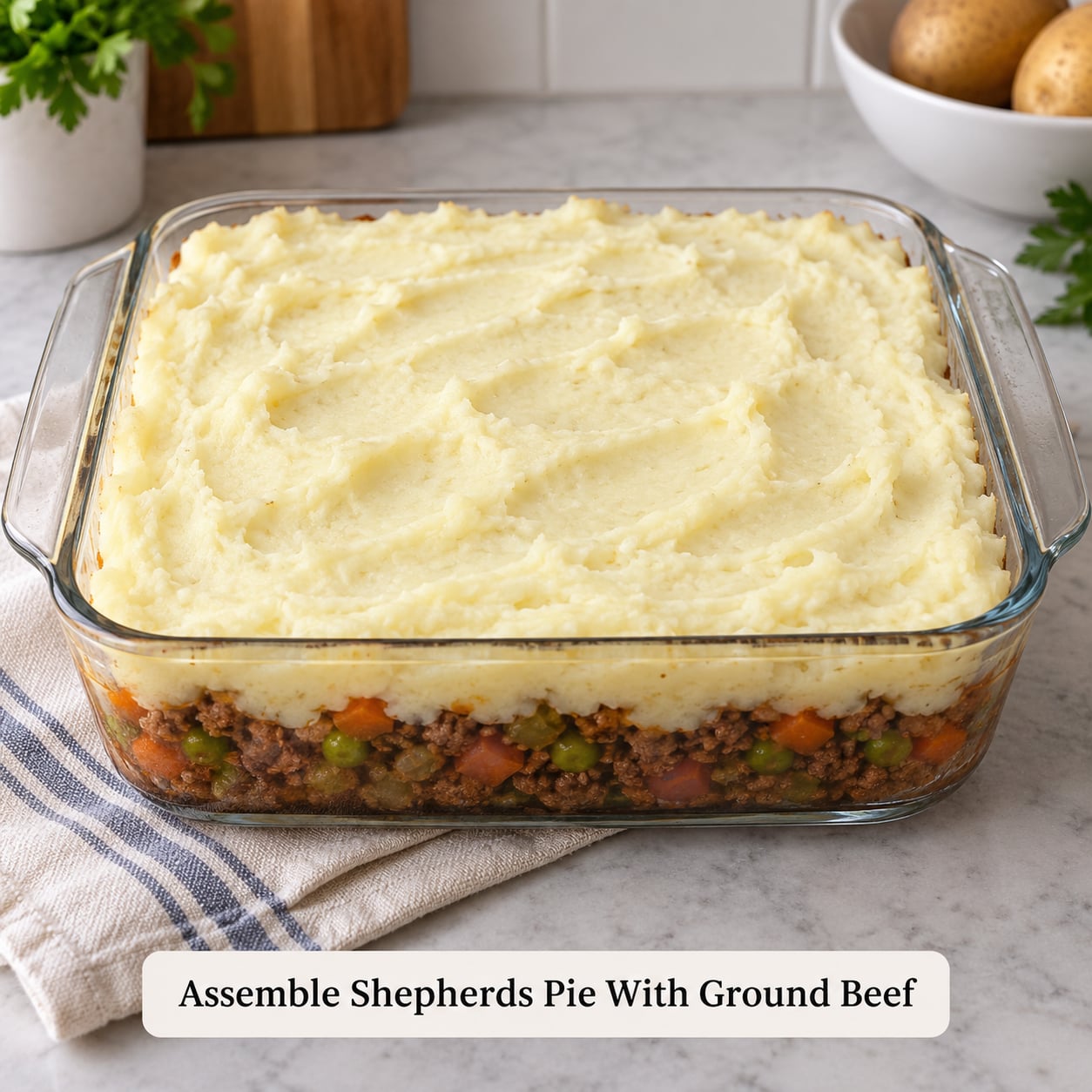 Assemble Shepherds Pie With Ground Beef