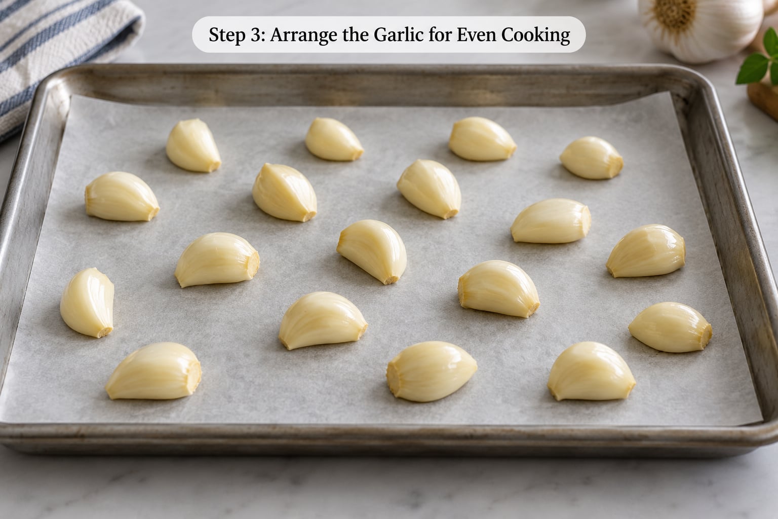 Step 3: Arrange the Garlic for Even Cooking